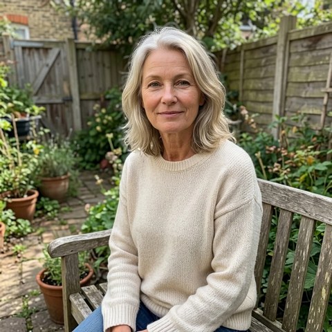 Illustrative portrait of a woman in a garden