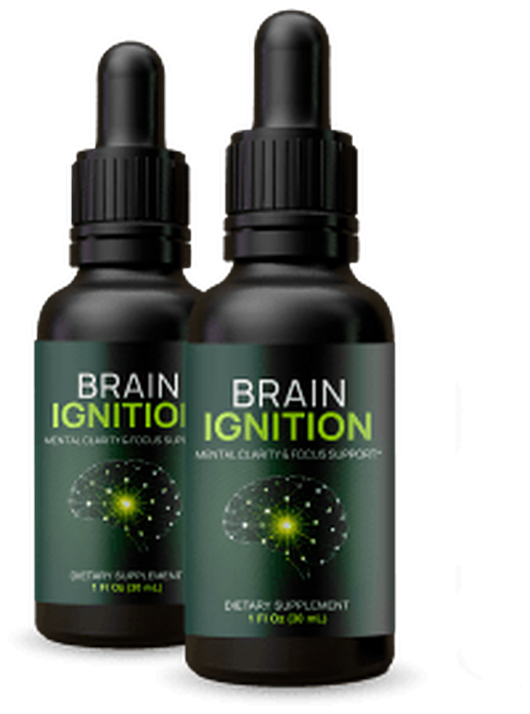 Two bottles of Brain Ignition focus drops